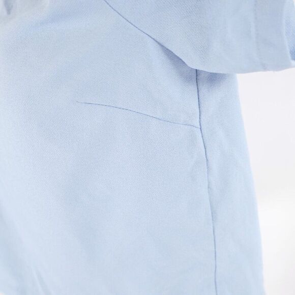 Forever 21 Crop Top Blouse Blue Crew Neck Short Sleeve Medium Polyester Back Zip - Picture 3 of 9